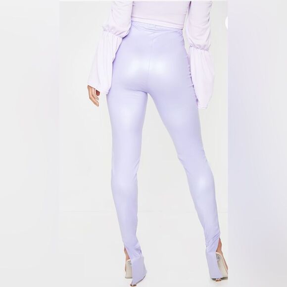 NWT PETITE LILAC SPLIT HEM COATED PU LEGGINGS - Picture 3 of 4